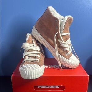 Kids Tan High-Top Sneakers